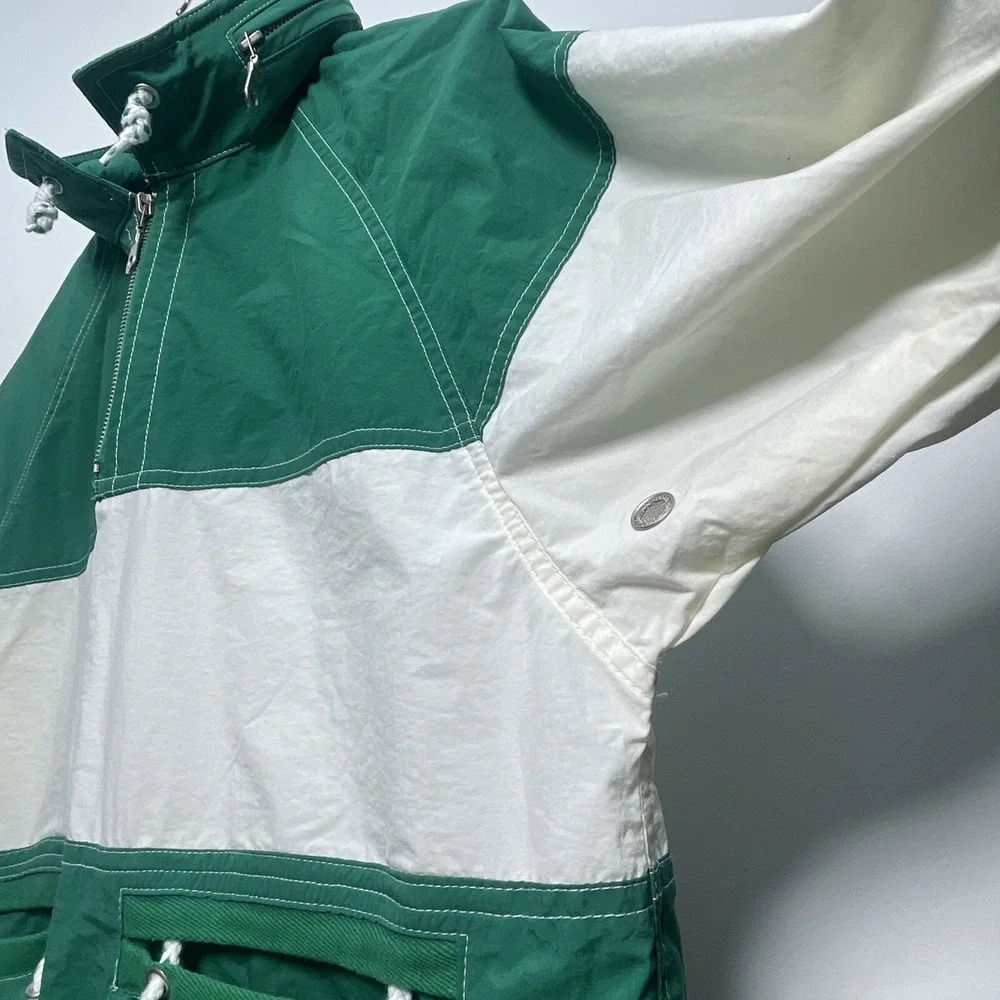 Gap‎ Kids Sailing Style Nautical Windbreaker Green White Stripe XL Lightweight